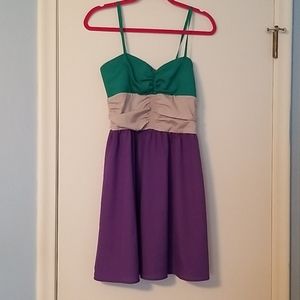 Socialite dress teal, silver, purple